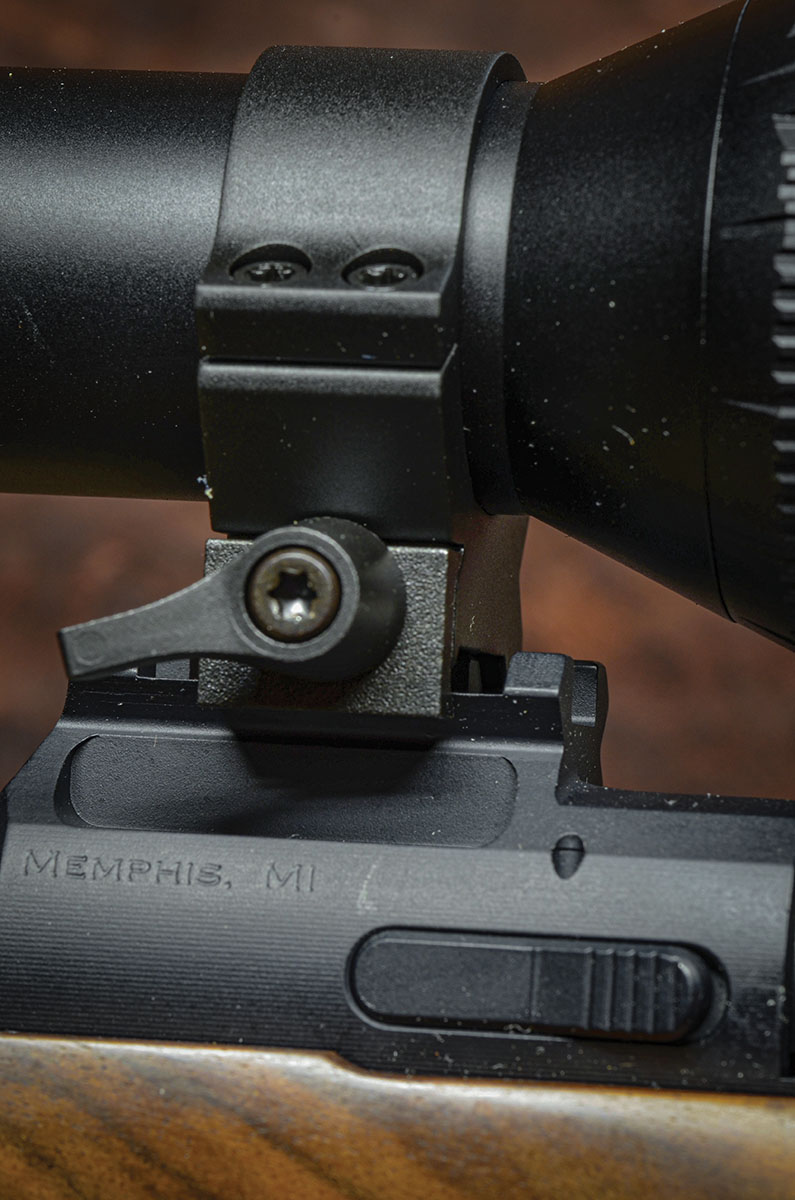 The Junction Model 2022 action has integral Picatinny bases front and back, which work well with Leupold QRW2 rings. Note the bolt release, similar to that on the old Sako action, and a vast improvement, aesthetically at least, on the old Model 70 pressed-metal release.